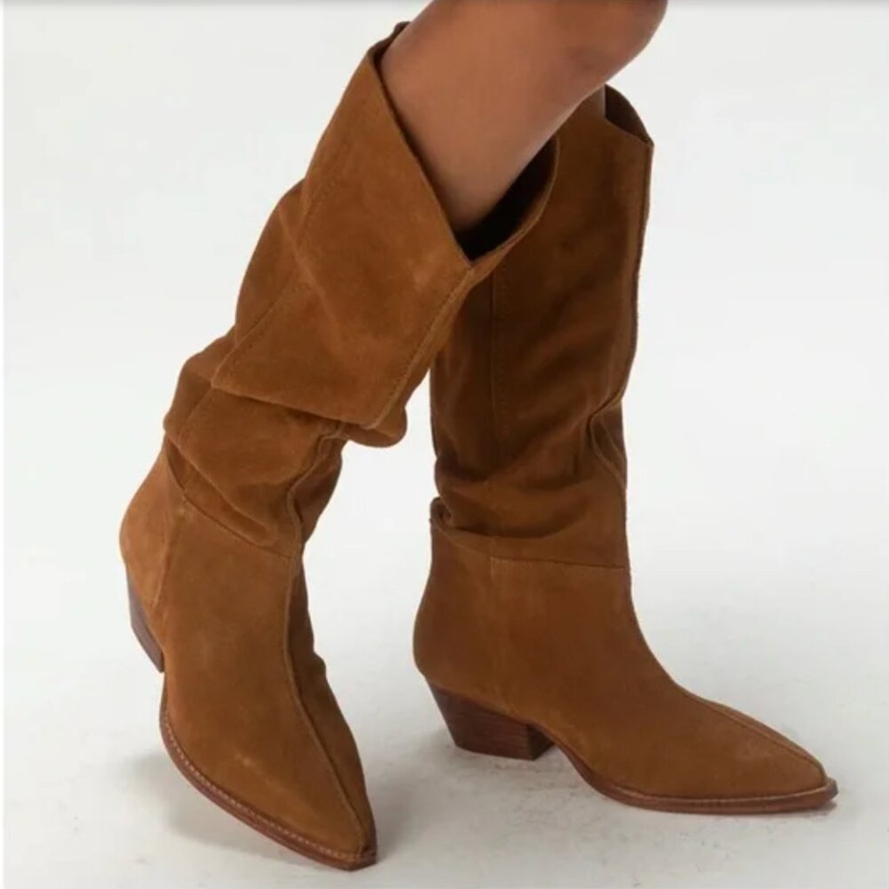 Free People Sway Low Slouch Suede Leather Tan Boot 36 NEW without Tag